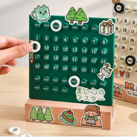  Ferrule Table Calendar Acrylic 3 Ring Manual Desk Calendar With Stickers