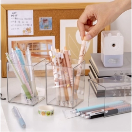 Pen Container Solid Acrylic Multifunctional Desktop Makeup Brush Pencil Holder Container