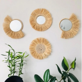 Bedroom Wood Beads  Multifunctional Decorative Decorations Wall Mirror