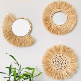 Bedroom Wood Beads  Multifunctional Decorative Decorations Wall Mirror